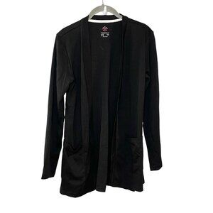 Isaac Mizrahi Live! Essentials Black Open Front‎ Knit Cardigan Stretchy A374242